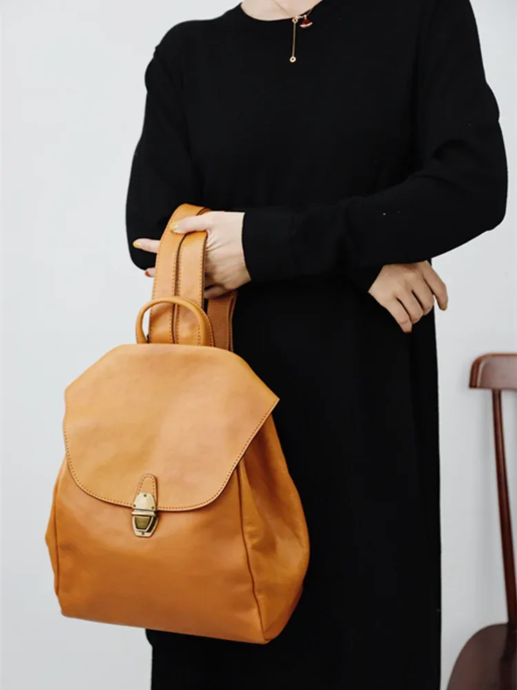 pndme simple vintage première couche peau de vache dames sacs à dos en plein air voyage designers à la main en cuir véritable cartable pour femmes