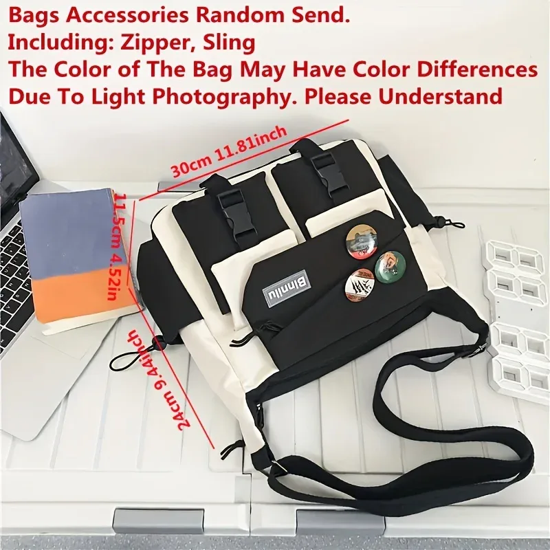 sac messager en nylon pour hommes, sac à bandoulière tendance pour hommes, sac d'école pour étudiants, sacs à bandoulière de couleur unie pour hommes