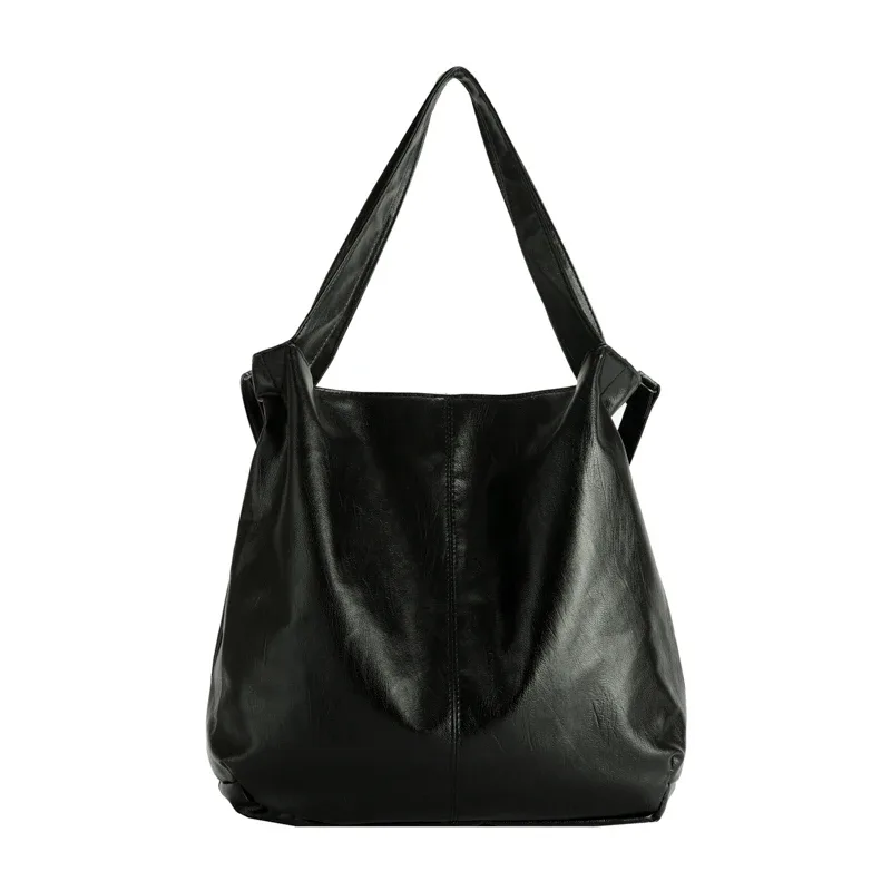 leftside – grand sac fourre-tout en cuir pour femmes, tendance 2025, simple, grande capacité, rétro, sac à bandoulière latéral