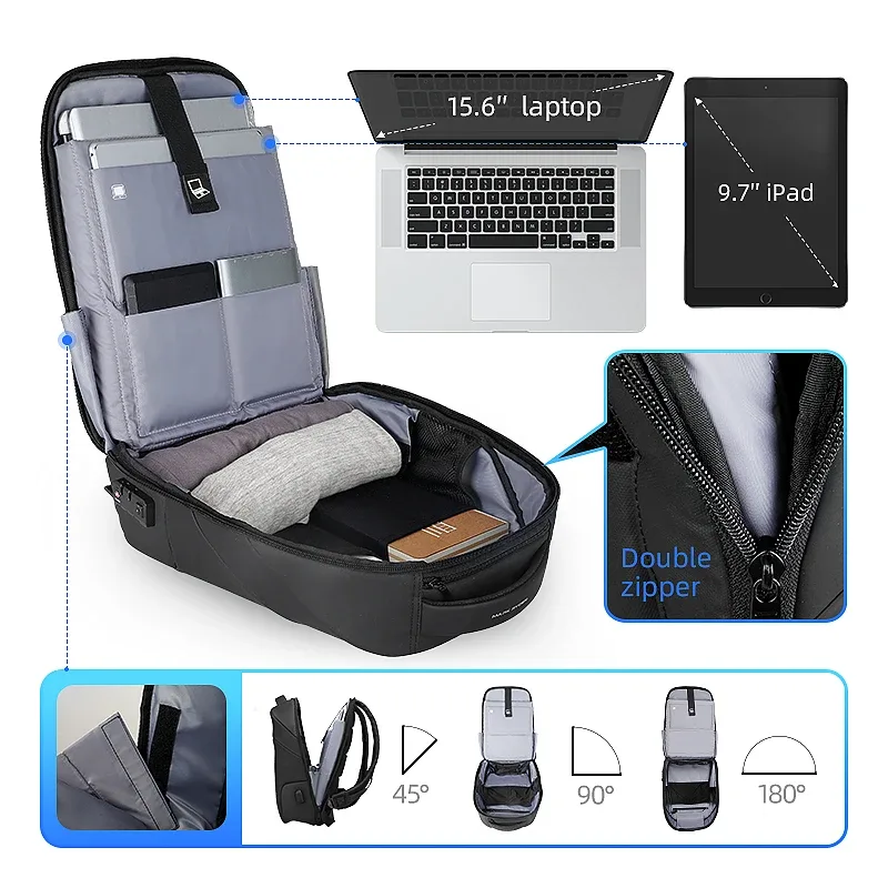 mark ryden anti-vol mode hommes sac à dos multifonctionnel étanche 15.6 pouces pochette d'ordinateur homme usb charge sac de voyage