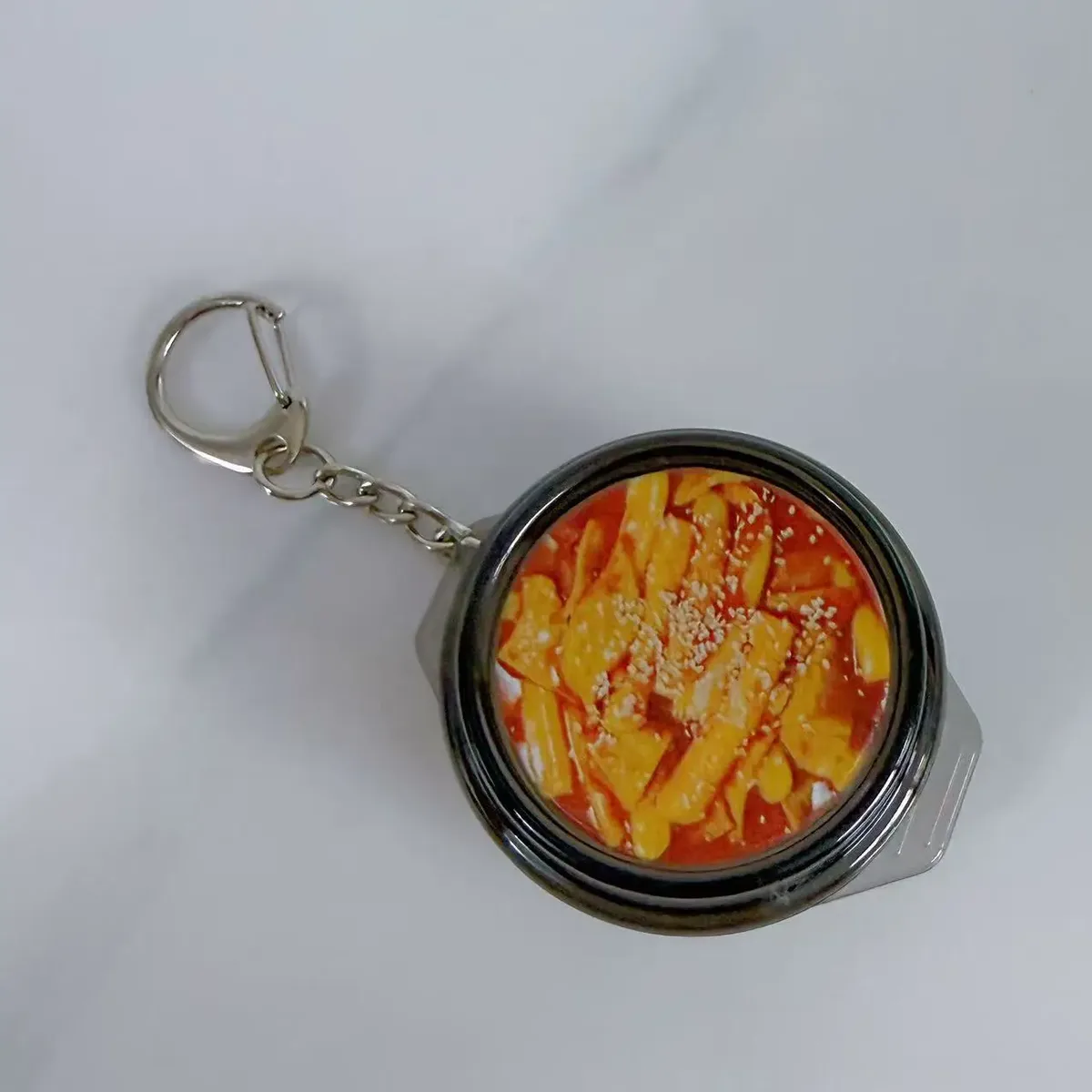 porte-clés coréen en forme de mini-aliment, bouton lumineux, charm kawaii pour sac, cadeau mignon pour amoureux de la cuisine, accessoire pour sac à dos et sac à main