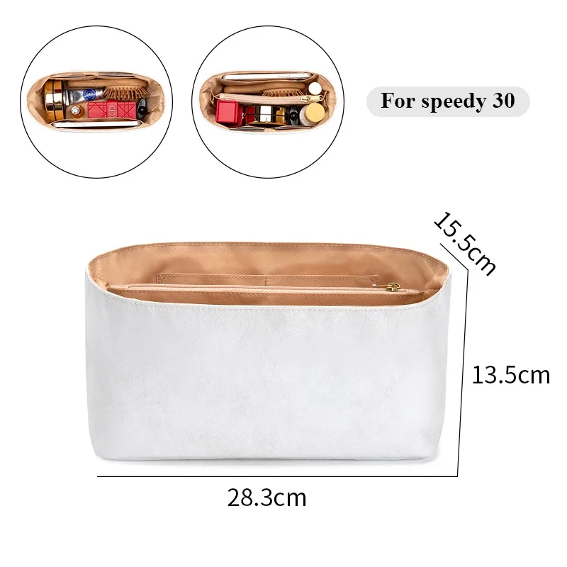 pochette organisation tissu tyvek papier dupont beige intérieur clair voyage adaptation sac lv speedy nano twenty twenty five thirty thirty five cosmétiques