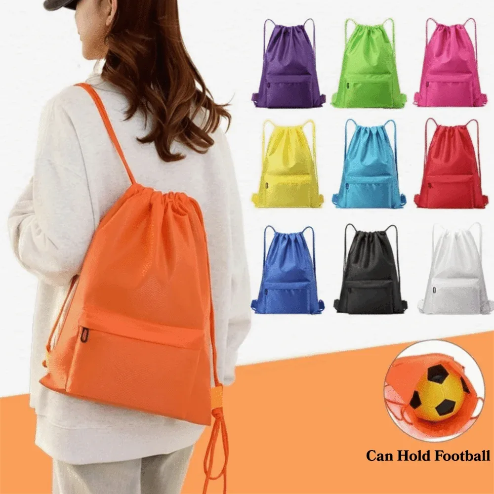 Sac de sport à cordon de serrage de couleur unie, sac de fitness étanche de grande capacité, bretelles réglables, sac à dos d'entraînement à séchage rapide, unisexe