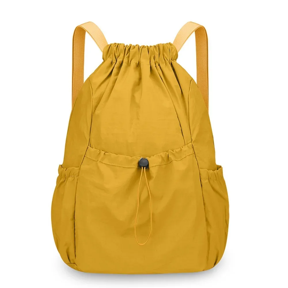 sac à dos en nylon oxford avec cordon de serrage, léger, pliable, couleur unie, grande capacité