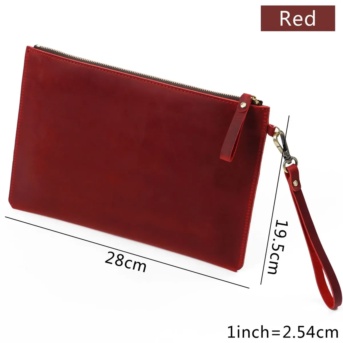 pochette de rangement de documents vintage en cuir véritable, avec fermeture éclair, porte-papier mince pour ipad mini et smartphone, bureau de voyage