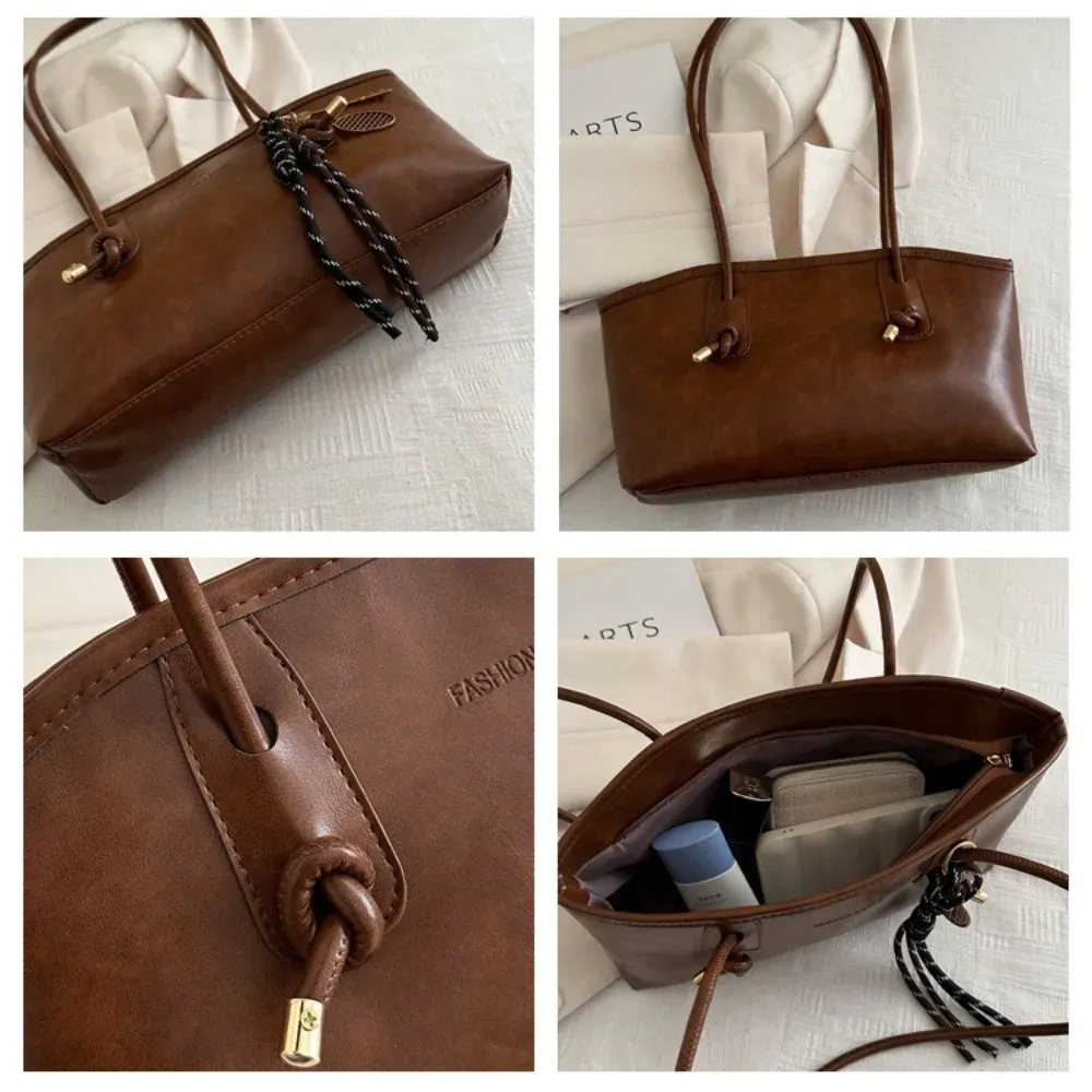 y2k tendance grande capacité travail sac à bandoulière couleur unie simple dame sacs à main en cuir pu sac fourre-tout femmes femme