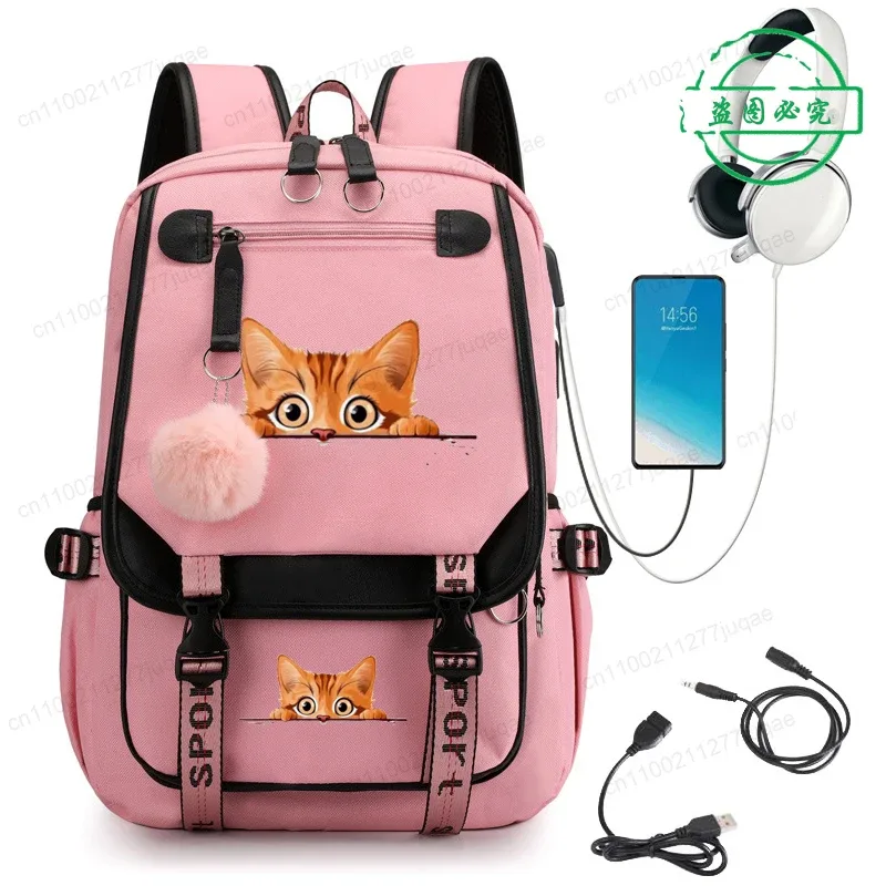 sac à dos kawaii chat de dessin animé tendance anime pour adolescentes et adolescents, sac d'école, sac de voyage pour ordinateur portable