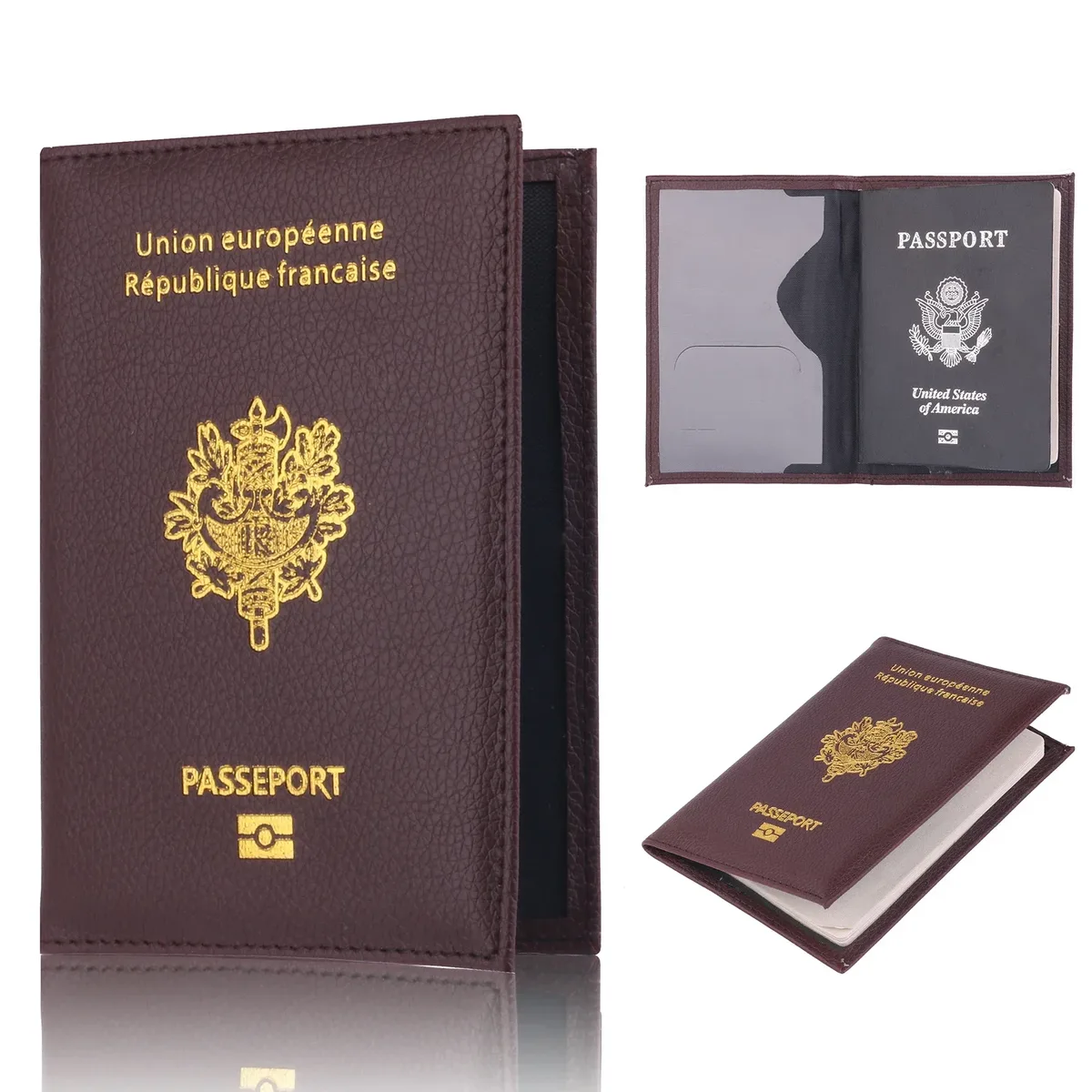 housse de protection pour passeport en pu de haute qualité, porte-carte bancaire, documents de voyage, mode hommes et femmes, portefeuille pour passeport français