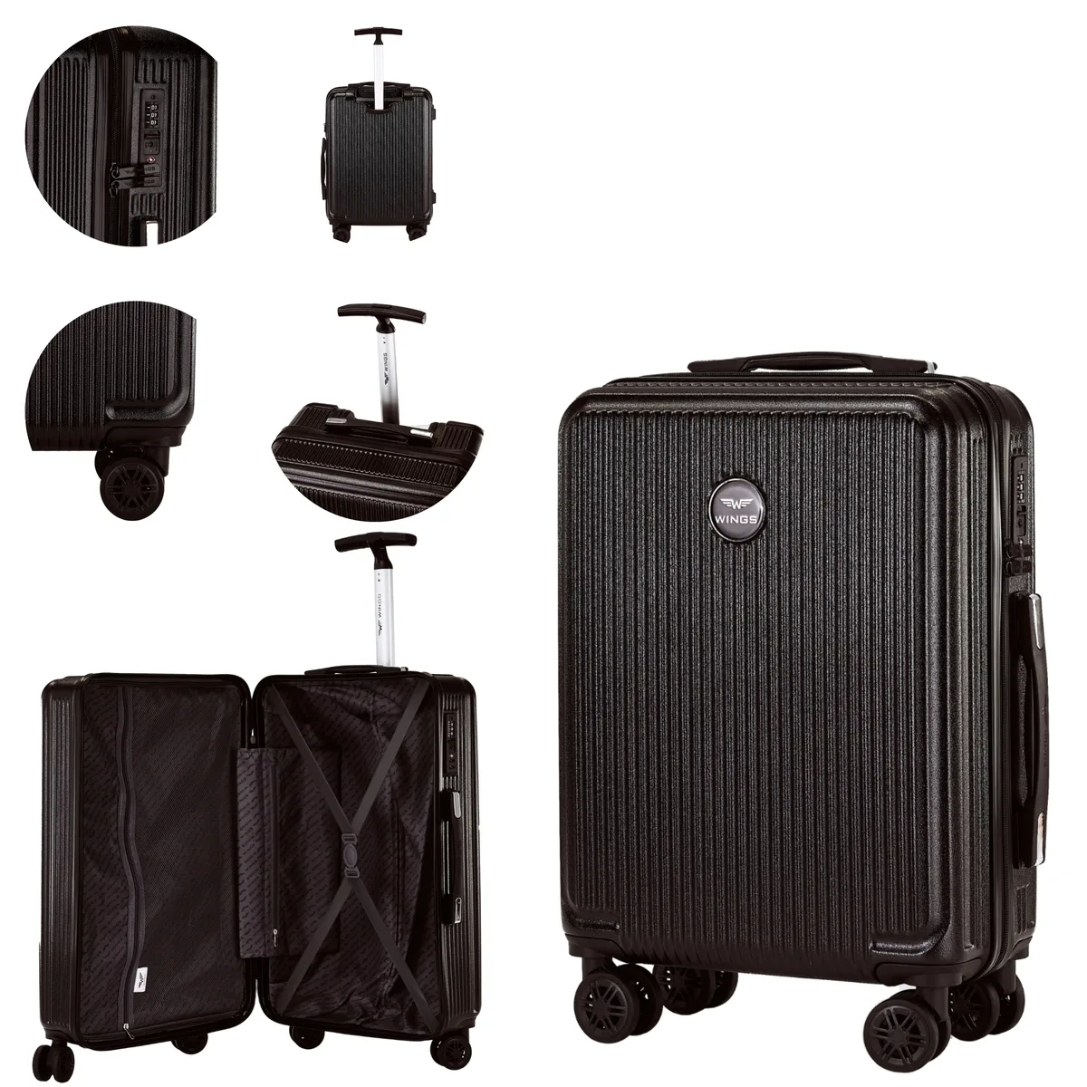 valises au choix : s, m, l — 20'', 24'', 28'' ; valises cabine wings pour wizz air, ryanair et lot ; légères, spacieuses et durables, en polycarbonate à 100 % avec serrure tsa.