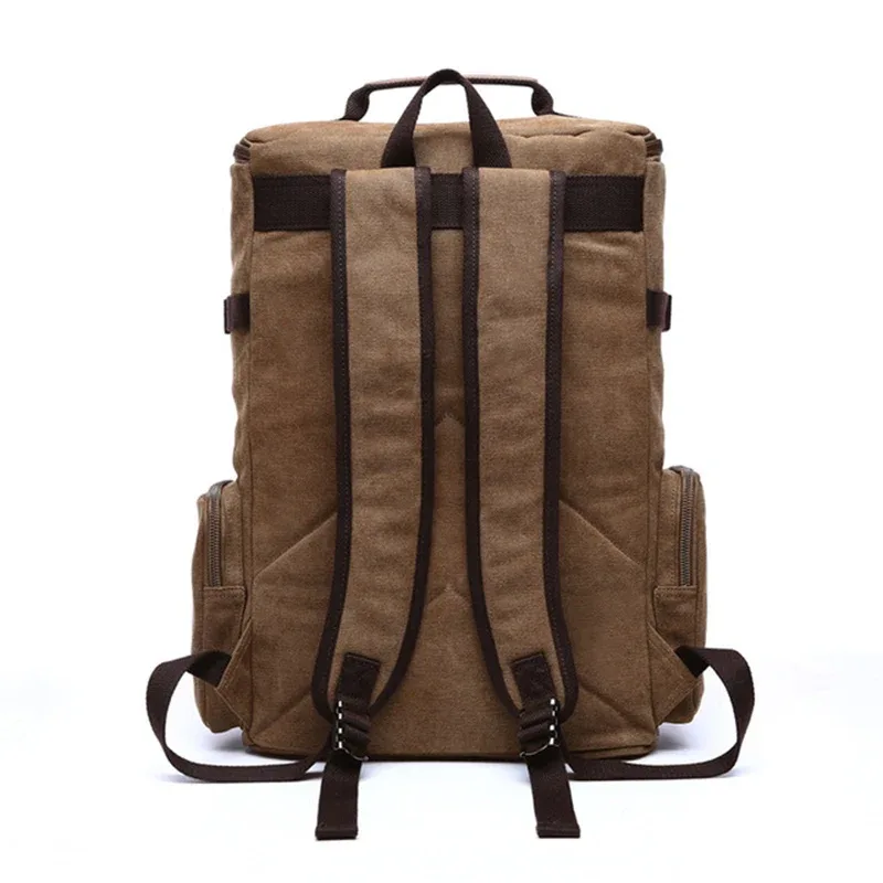 sac à dos vintage en toile pour homme, cartable d'école, de voyage, grande capacité, pour ordinateur portable