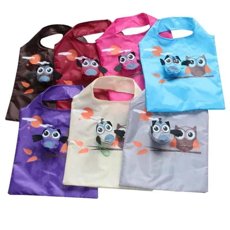 sac de courses pliable en forme de hibou, fourre-tout réutilisable, sac à bandoulière de voyage portable, sacs de rangement pliants, organisateur de maison