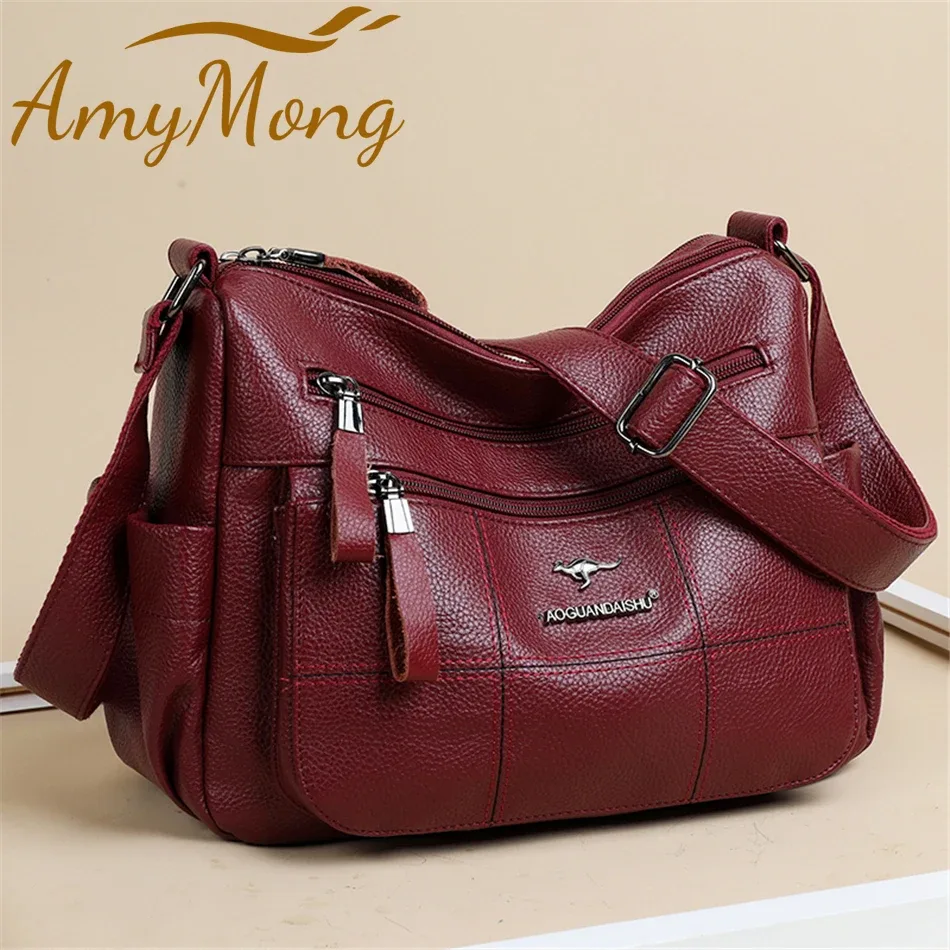 sacs à bandoulière en cuir souple multi-poches pour femmes, sacs à main classiques lancés, sacs à main de luxe de créateur, haute qualité, 2024