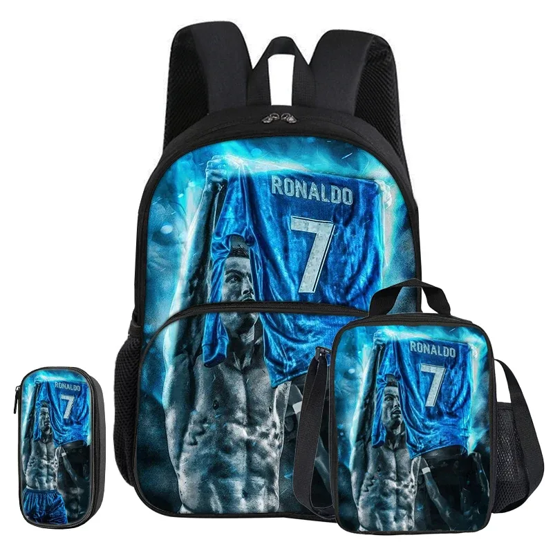 sac dos nylon noir rouge vert sport football trophées ronaldo identité visuelle unisexe voyage école université tranche intermédiaire informatique