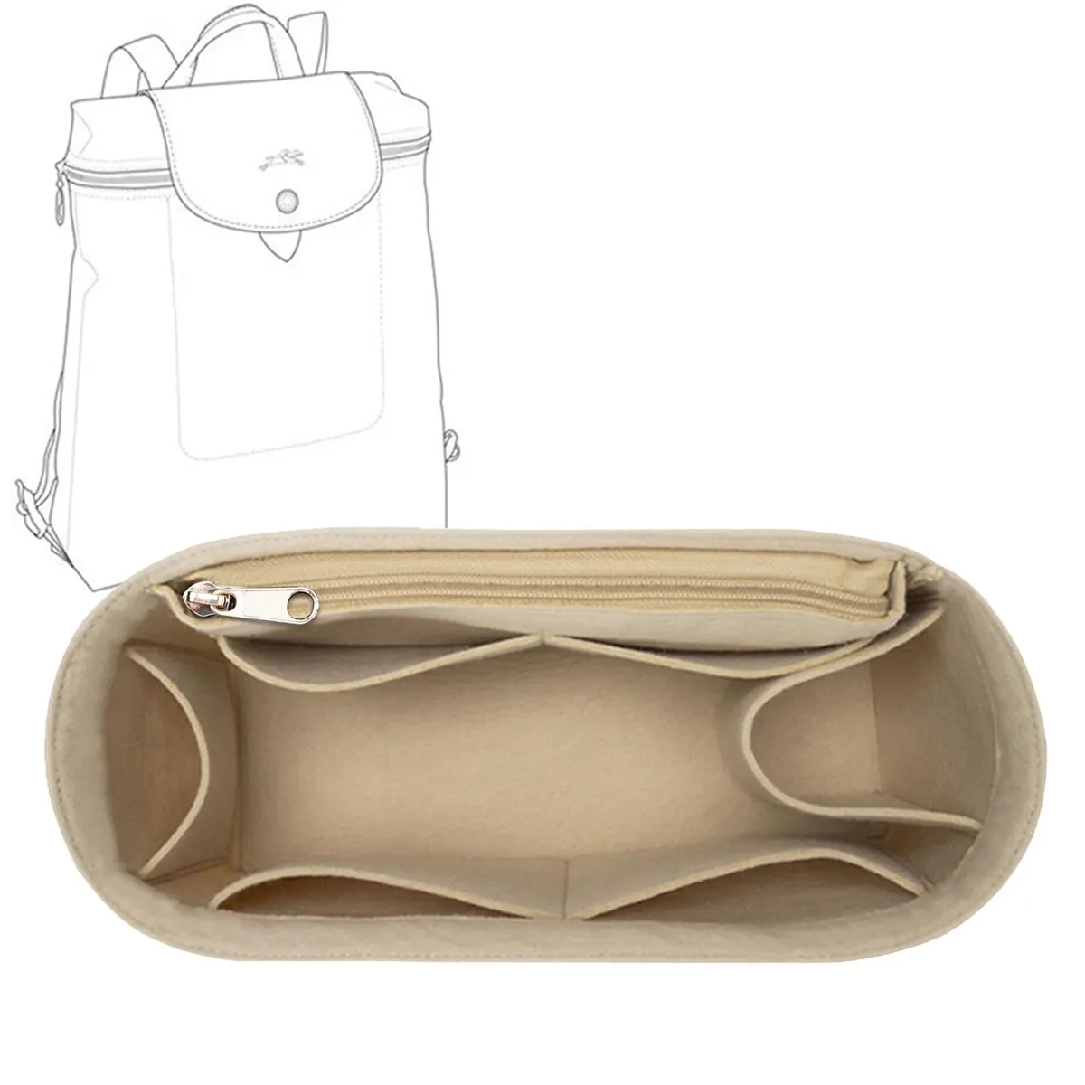 organisateur de sac en feutre avec plusieurs poches, insert pour sac à main et sac à dos, sac de rangement de maquillage de voyage