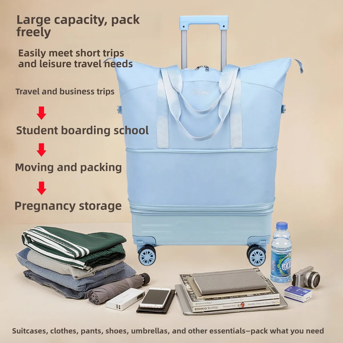 sac de voyage portable de grande capacité pour hommes et femmes, en tissu oxford résistant à l'usure, sac de voyage à main pour les courts séjours, sac de rangement