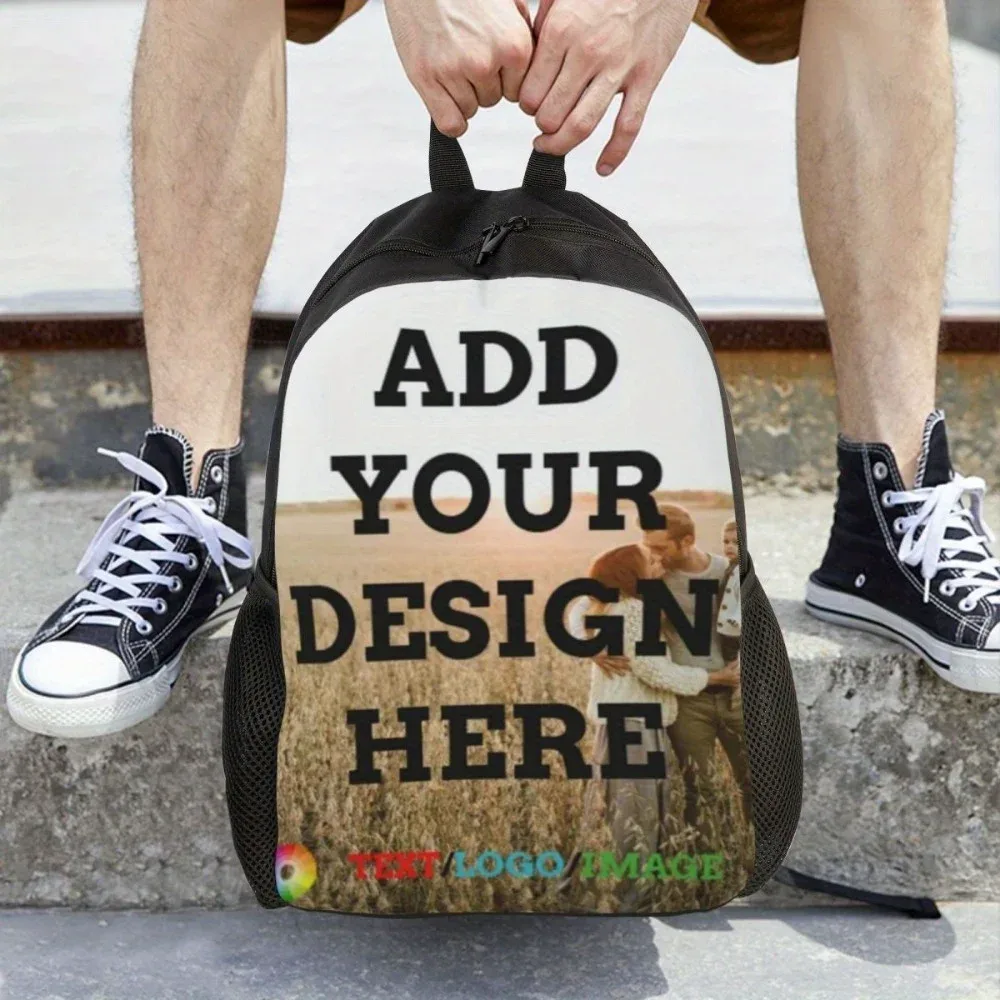 sac à dos léger personnalisé, sac à dos décontracté en polyester avec bretelles réglables, fermeture à glissière, lavage à la main, design unique