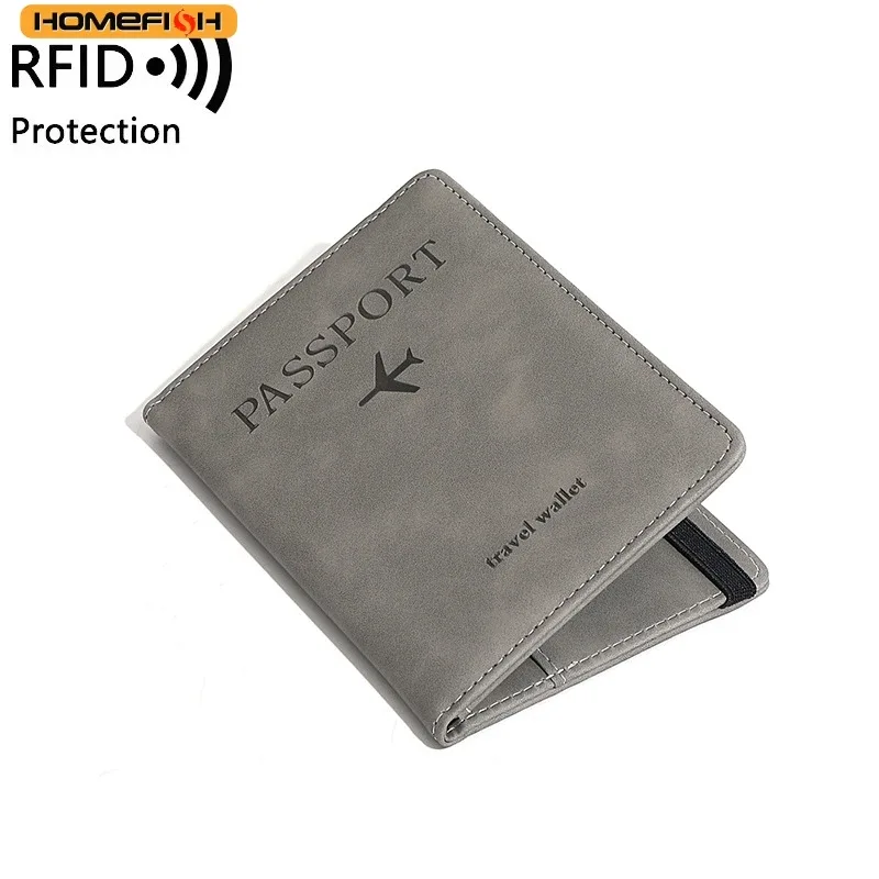 homefish porte-passeport vintage rfid pour femmes et hommes, portefeuille multifonction en cuir pu pour cartes d'identité et bancaires, accessoire de voyage