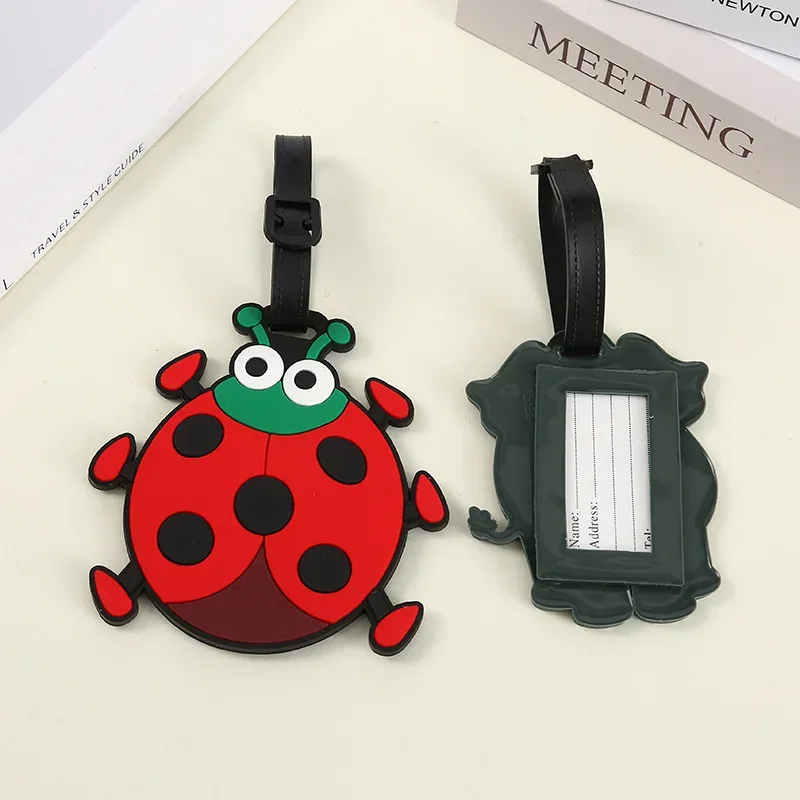 étiquette de bagage en silicone, 1 pièce, dessin animé mignon, animal créatif, étiquette de valise, nom d'identification, petit pendentif, accessoires de voyage