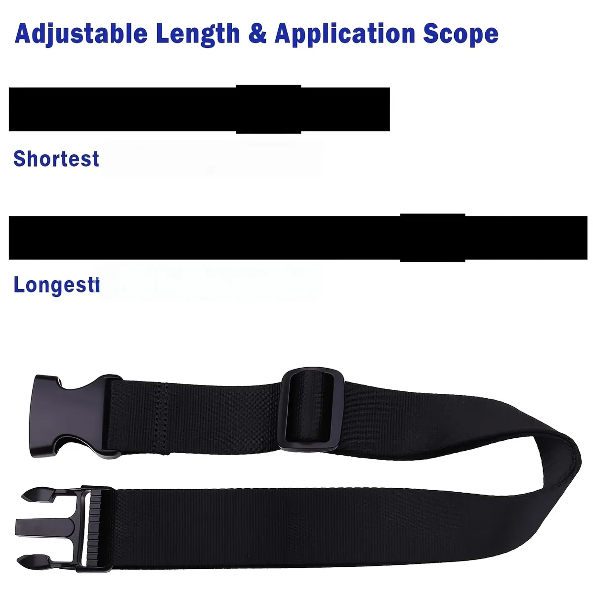 ceinture bagage nylon noire ajustable boucle caoutchouc fixation valises voyage transport liement sac bagagerie