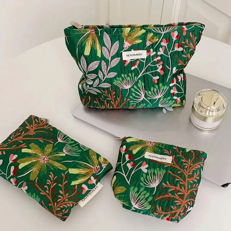 trousse de maquillage pour femmes, trousse à cosmétiques, pochette de toilette à fleurs, étui organisateur, trousse de maquillage, lavage de voyage, pochette de rangement de voyage pour filles