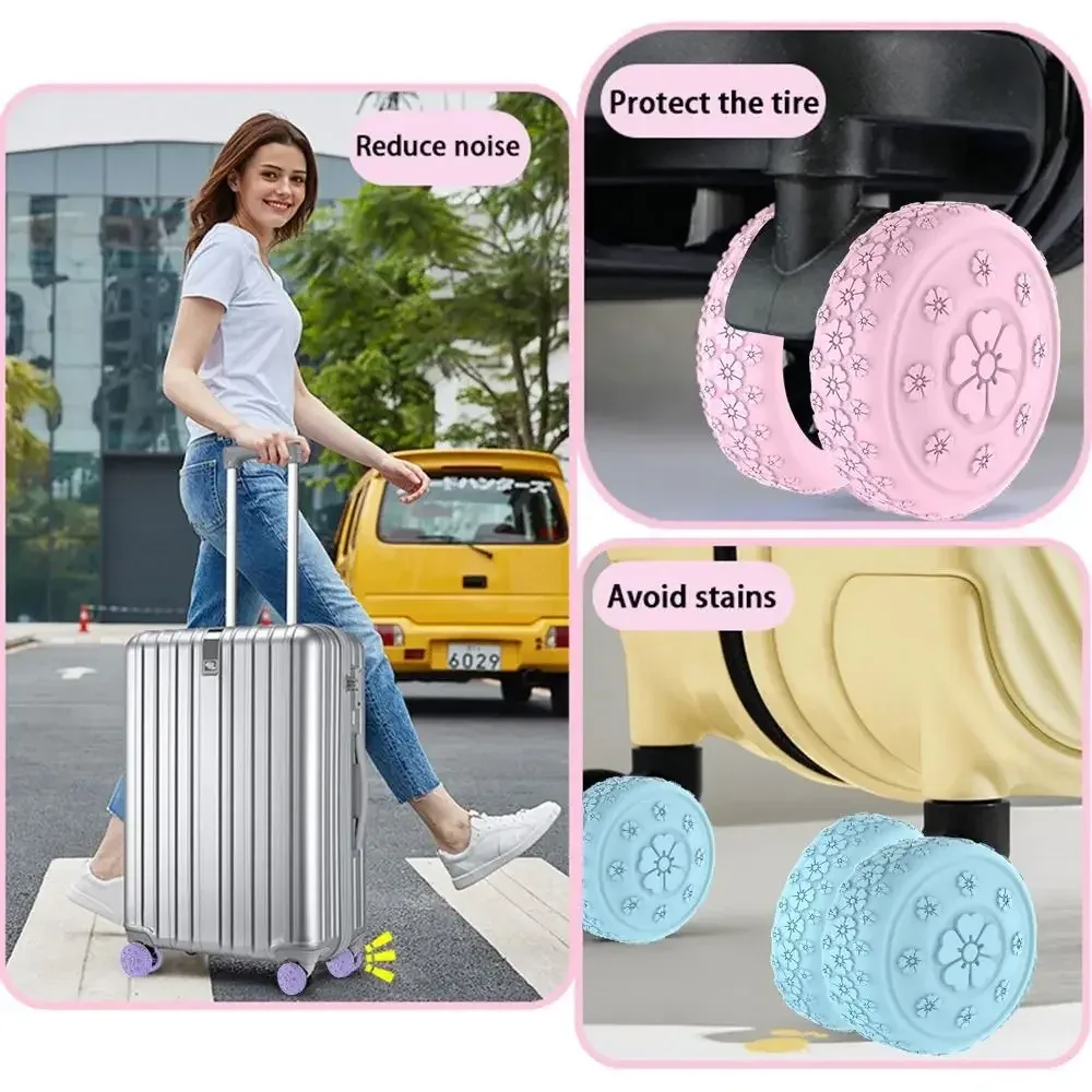 Housse de Protection antidérapante pour roues de bagages en Silicone, 8 pièces, réduit le bruit, valises, anneaux de Protection des roues, réduit l'usure des roues