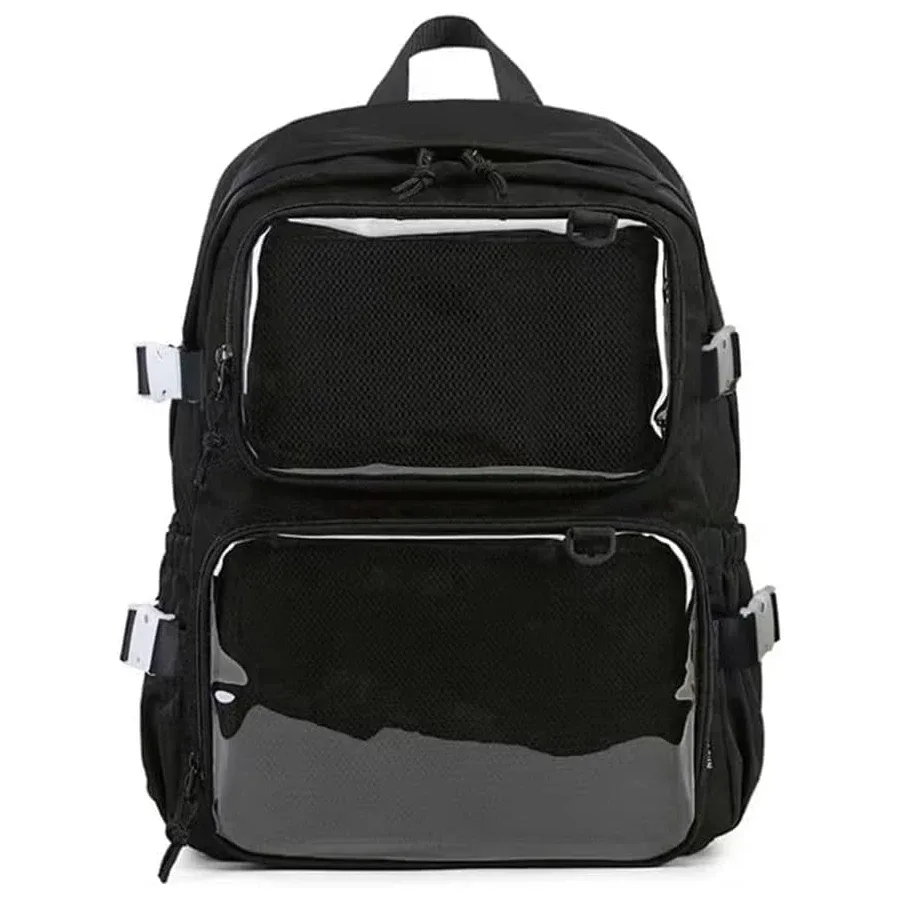 fenêtres claires mode femmes sacs à dos pour femmes adolescents bricolage badge jk broche affichage sac à dos solide multi poches ita sacs