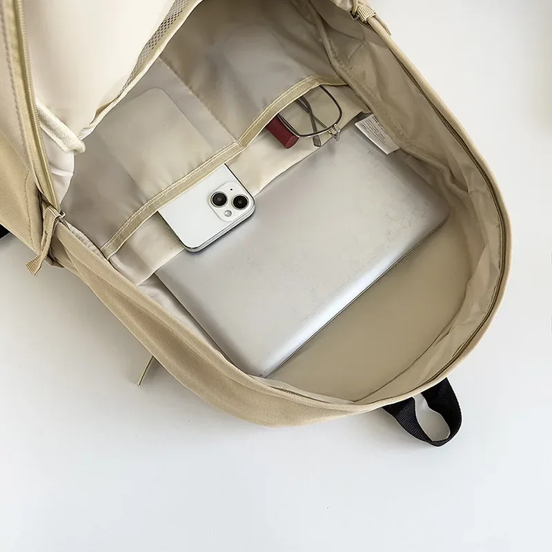 sac à dos de voyage décontracté pour l'extérieur, léger, résistant à l'usure, grande capacité, sac à double bandoulière, style simple, en tissu oxford, pour étudiants