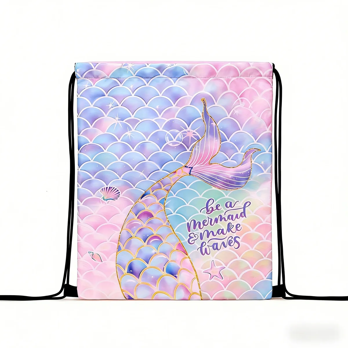 Sac à dos à cordon de serrage, bretelles réglables, poche décontractée, sac de rangement pour le sport et l'entraînement, style neutre, couleurs mélangées