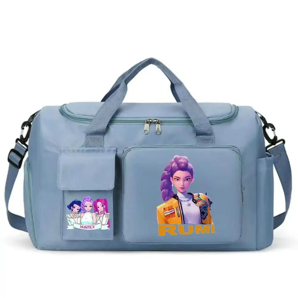 kpop demon hunters – bagage à main de grande capacité pour filles et garçons, sac de sport et de fitness avec séparation sec-humide, sac de voyage pour courtes distances