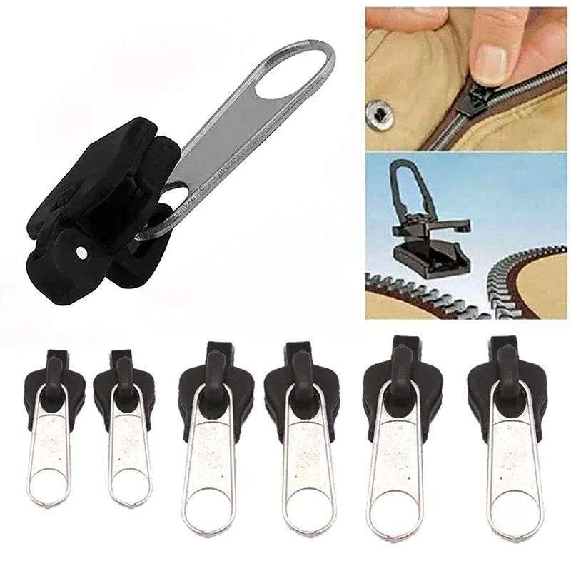 kit de réparation de fermeture éclair universelle instantanée 6 pièces, glissière de fermeture éclair de remplacement pour couture diy