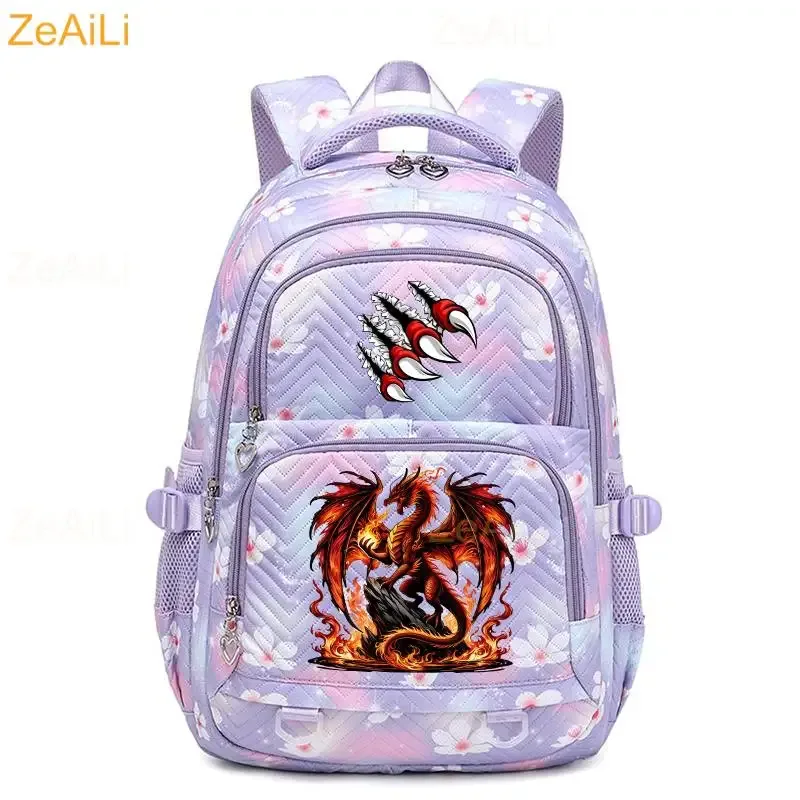 sac à dos imperméable pour femmes, motif libellule et floral, sac de voyage pour adolescentes, cartable pour adolescentes, mochila