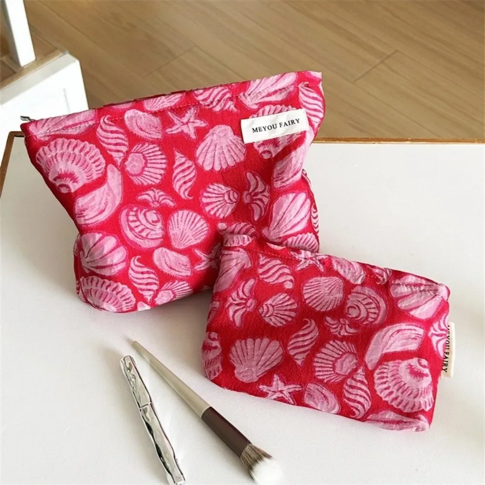 sac à cosmétiques de grande capacité, rouge, de style français, pour femmes, sac de toilette à main, étui à maquillage pour femmes.
