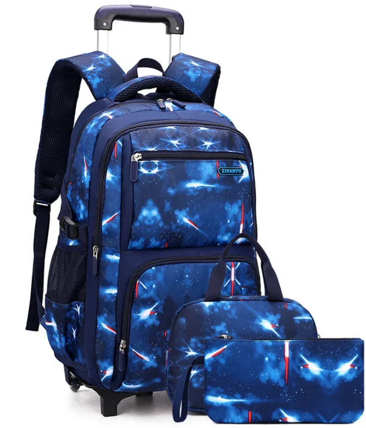 sac à dos à roulettes pour enfants, valise de voyage à roulettes, sac à roulettes pour l'école, ensemble de sacs d'école pour garçons, ensemble de sacs à déjeuner