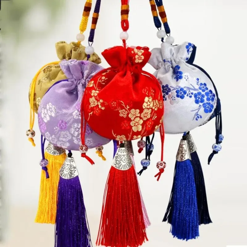 sachet vintage brocart hanfu accessoires voiture accrocher intérieur portable sachet bijoux sac de rangement