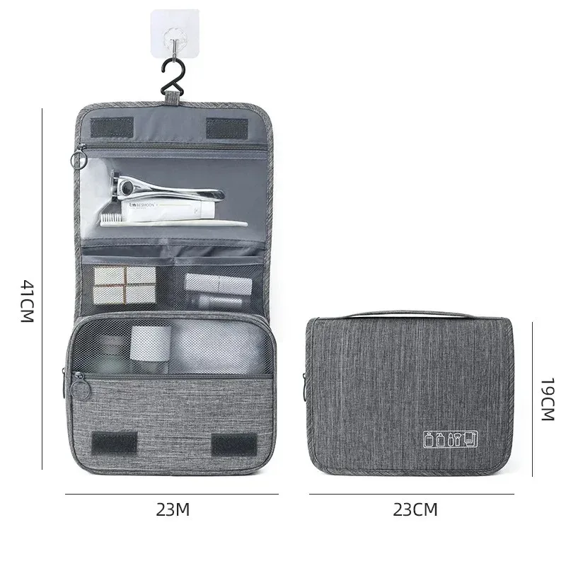 sac de rangement portable en tissu oxford pour hommes et femmes, sac de rangement de produits de toilette, sac à cosmétiques, pochette de lavage de voyage suspendue étanche