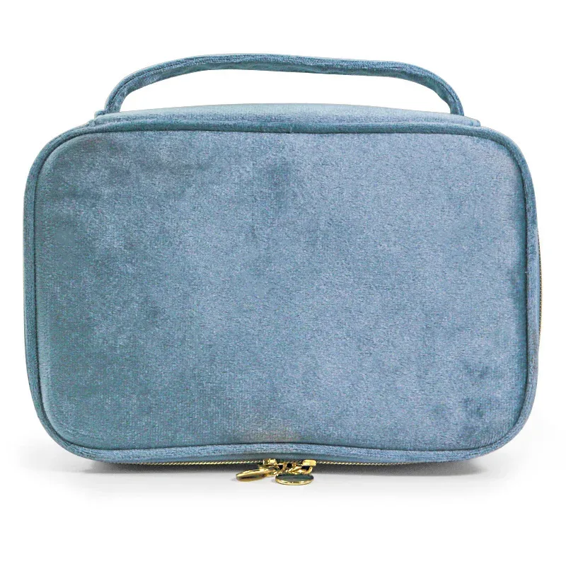 nouvelle trousse de maquillage en velours grande capacité, sac de rangement multifonctionnel portable pour voyage et toilette, pochette cosmétique en velours à main