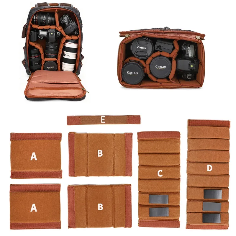 kit de séparateurs rembourrés pour sac d'appareil photo reflex numérique, inserts de protection, coussinets épais, panneaux de séparation pour sac de rangement d'appareil photo