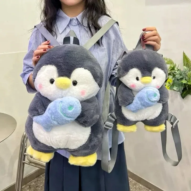 Mignon en peluche pingouin sacs à dos femmes dessin animé amusant sac à bandoulière nouveau à la mode personnalisé fille mode sac à dos Kawaii Animal sac à dos