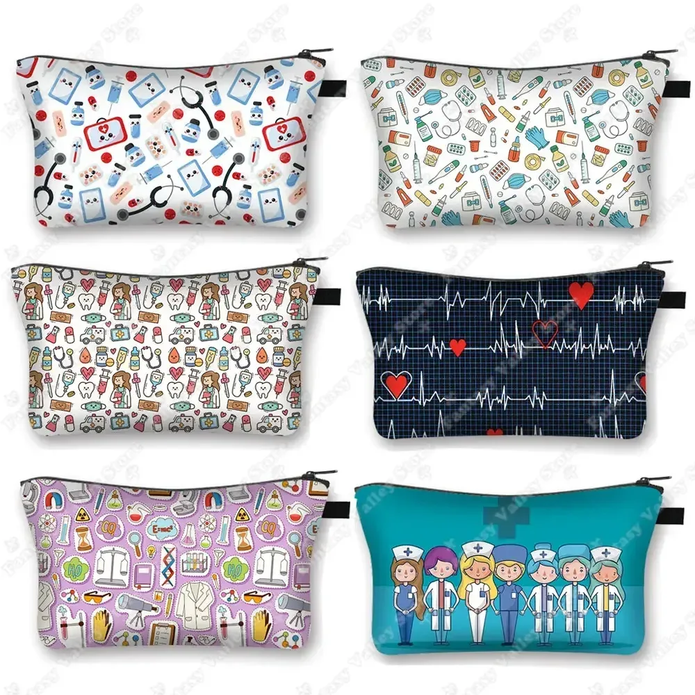 étui à cosmétiques pour médecin et infirmière, stéthoscope médical, seringue, trousse de toilette, organisateur, sacs à cosmétiques pour femmes, trousse de maquillage pour hôpital ecg