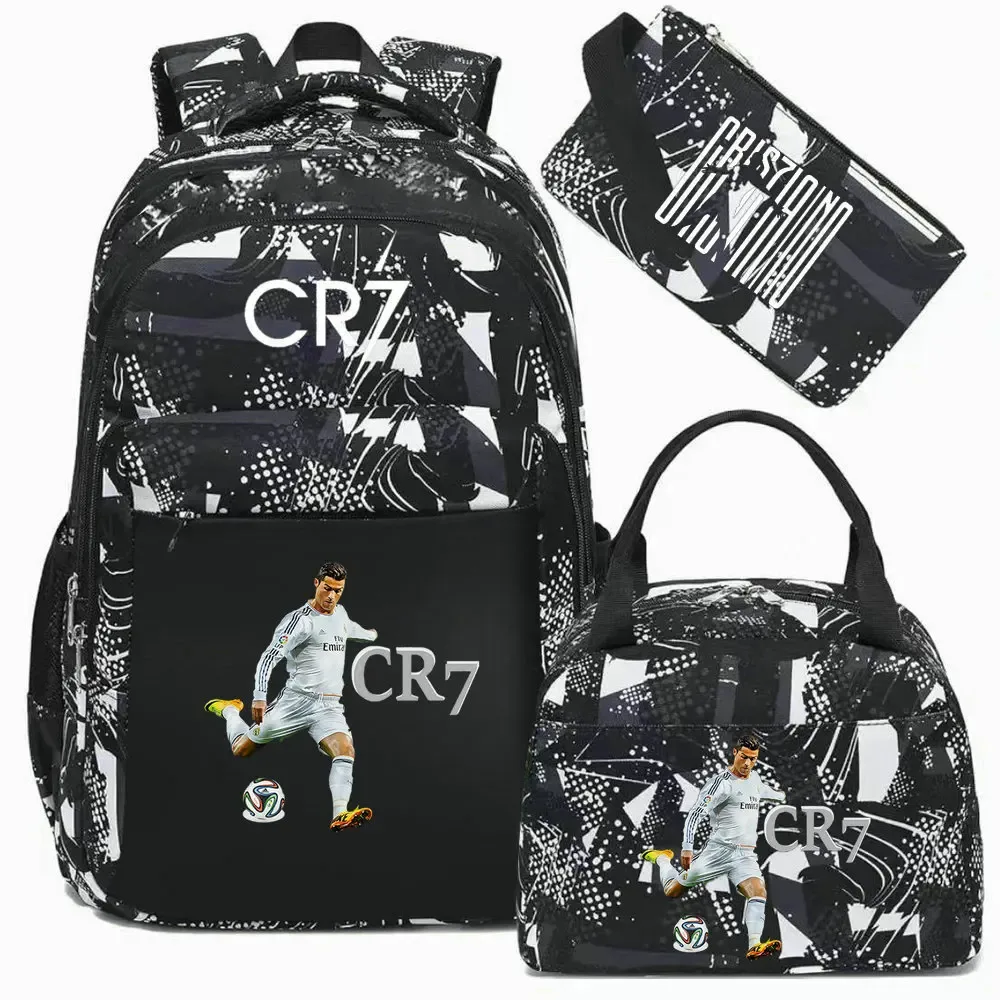 sac à dos pour ordinateur portable cr7, pour femmes et hommes, sacs à dos décontractés pour le sport et le football, sac à dos oxford pour femmes, sac d'école pour hommes, sac de voyage, mochilas 3 pièces
