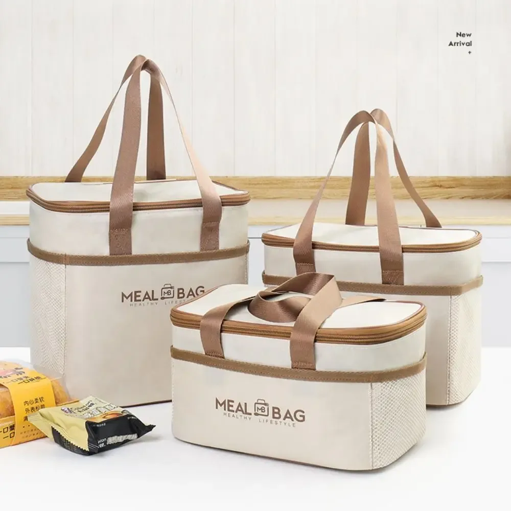 nouveau sac de rangement de boîte à déjeuner en papier d'aluminium, sac d'isolation thermique isolé oxford, sac thermique de grande capacité pour aliments, pique-nique