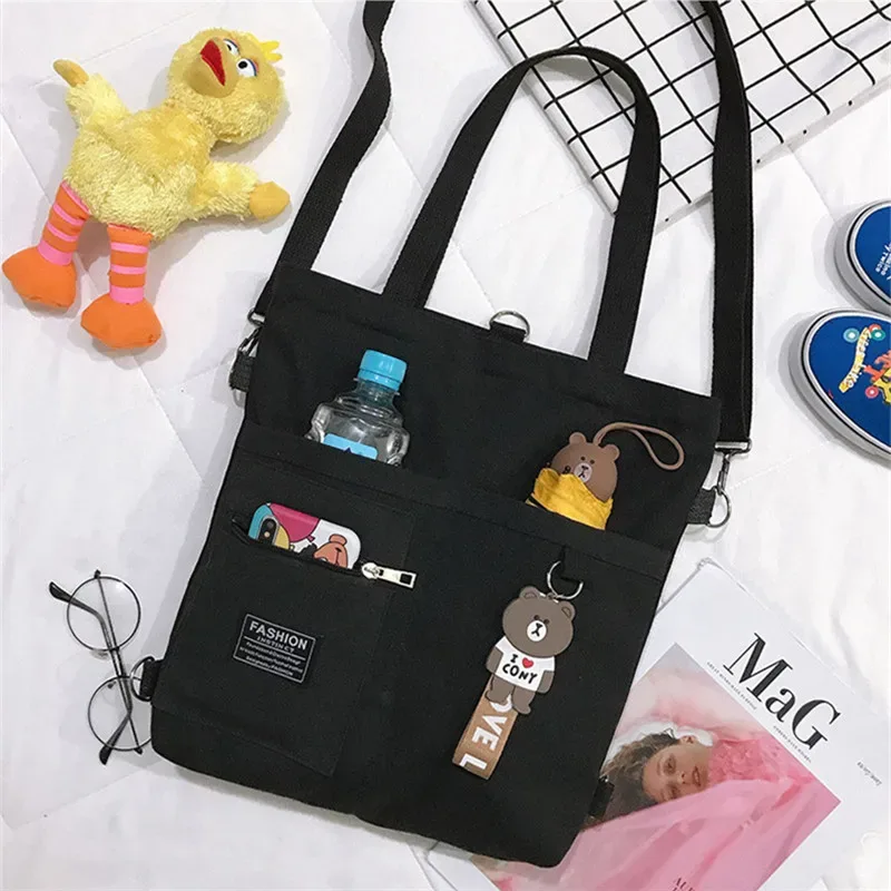 sac à main à bandoulière en toile pour femmes, sac fourre-tout pour le travail, shopper féminin, mode simple, qualité, designer coréen lancé, haut à dos