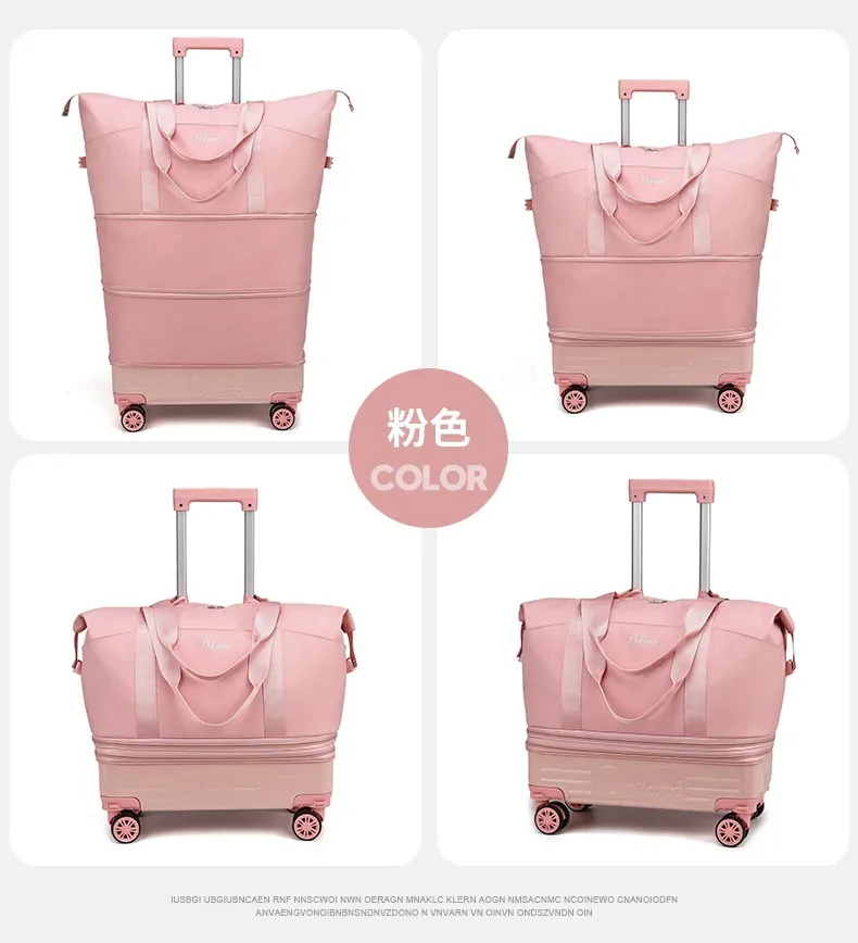 sac de voyage grande capacité à roulettes en tissu oxford, sac de sport à bandoulière, sac à bagages portable extensible et pratique