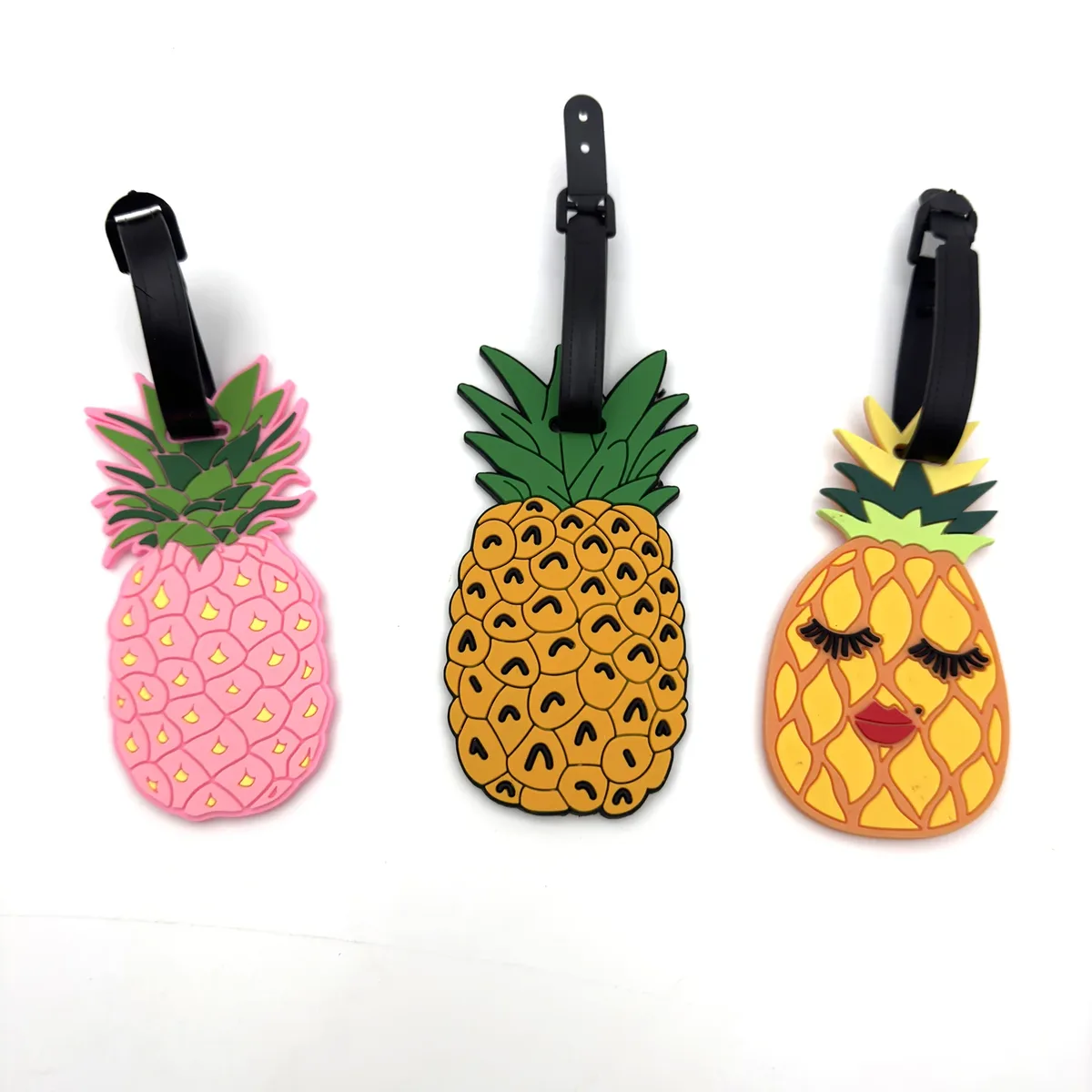 étiquette de valise ananas mignonne, accessoires de voyage, étiquette de bagage en gel de silice, support d'identification de valise, étiquette d'embarquement, 1 pièce/2 pièces/6 pièces