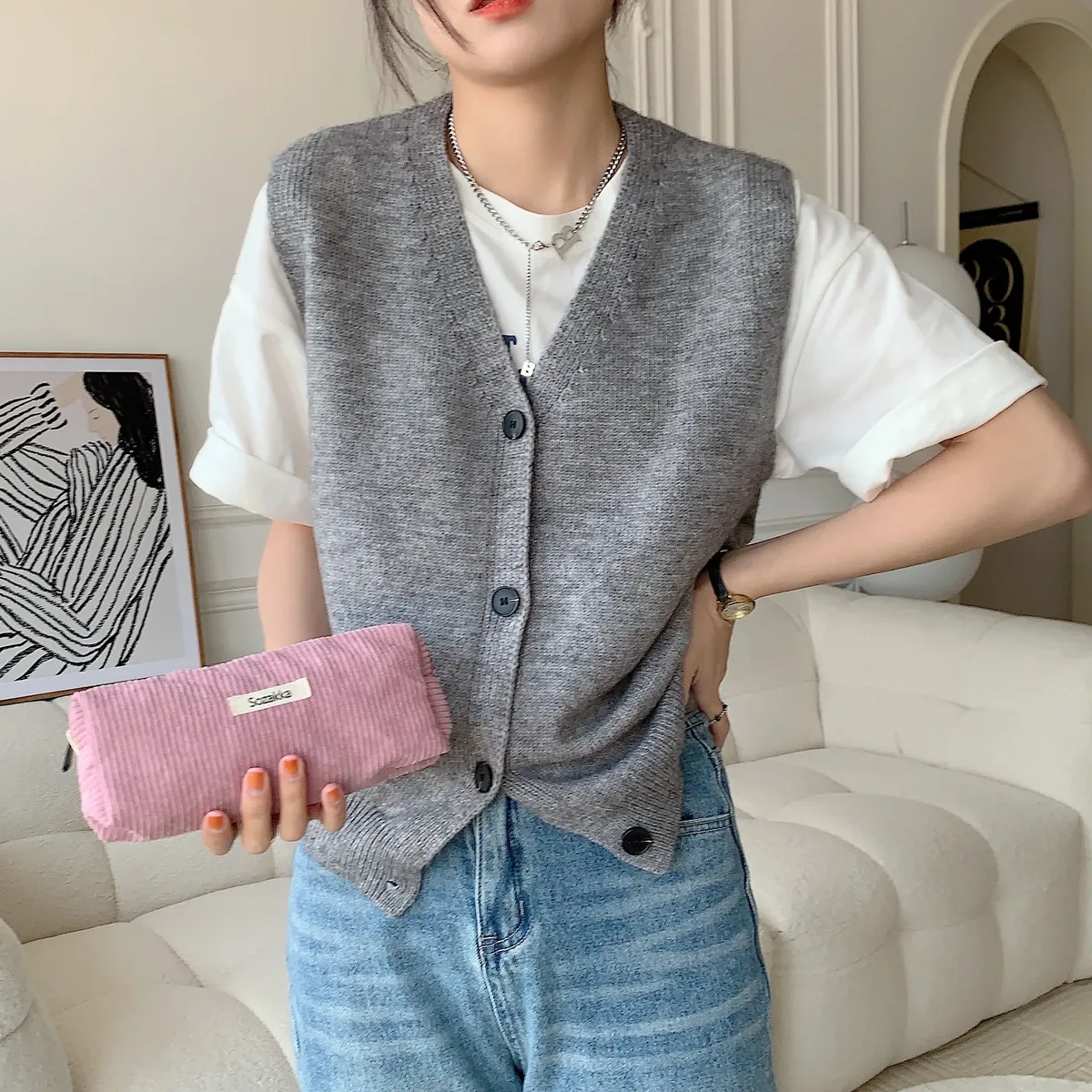 sac à stylos rétro en velours côtelé de couleur unie, boîte à crayons pour étudiants, pochette à crayons, sacs à cosmétiques pour femmes, sac de maquillage, sac de rangement pour clés et rouges à lèvres