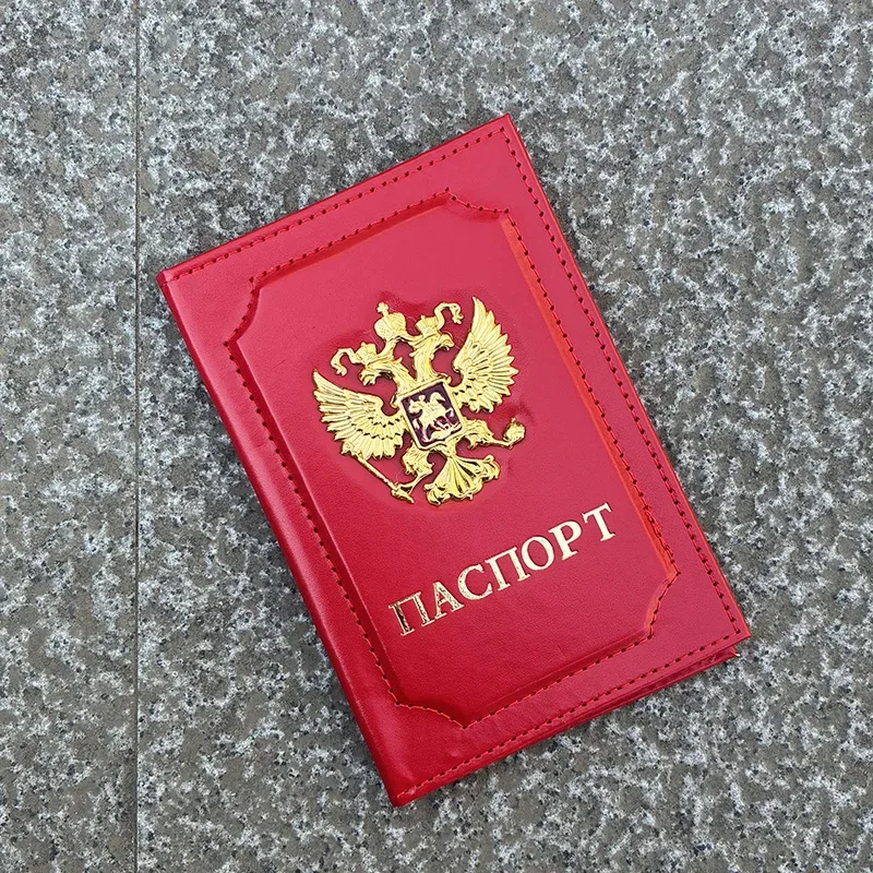 porte-passeport russe à double tête d'aigle | organisateur élégant de documents de voyage, étui de protection en cuir pu pour billets et cartes