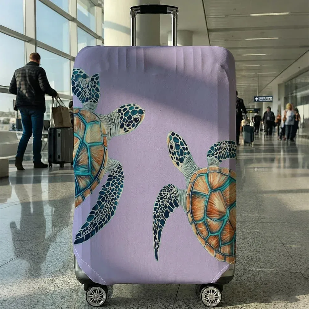 housse de protection pour bagages motif double tortue des profondeurs, convient aux bagages de 18 à 32 pouces, avec protège-poignées, accessoire de voyage