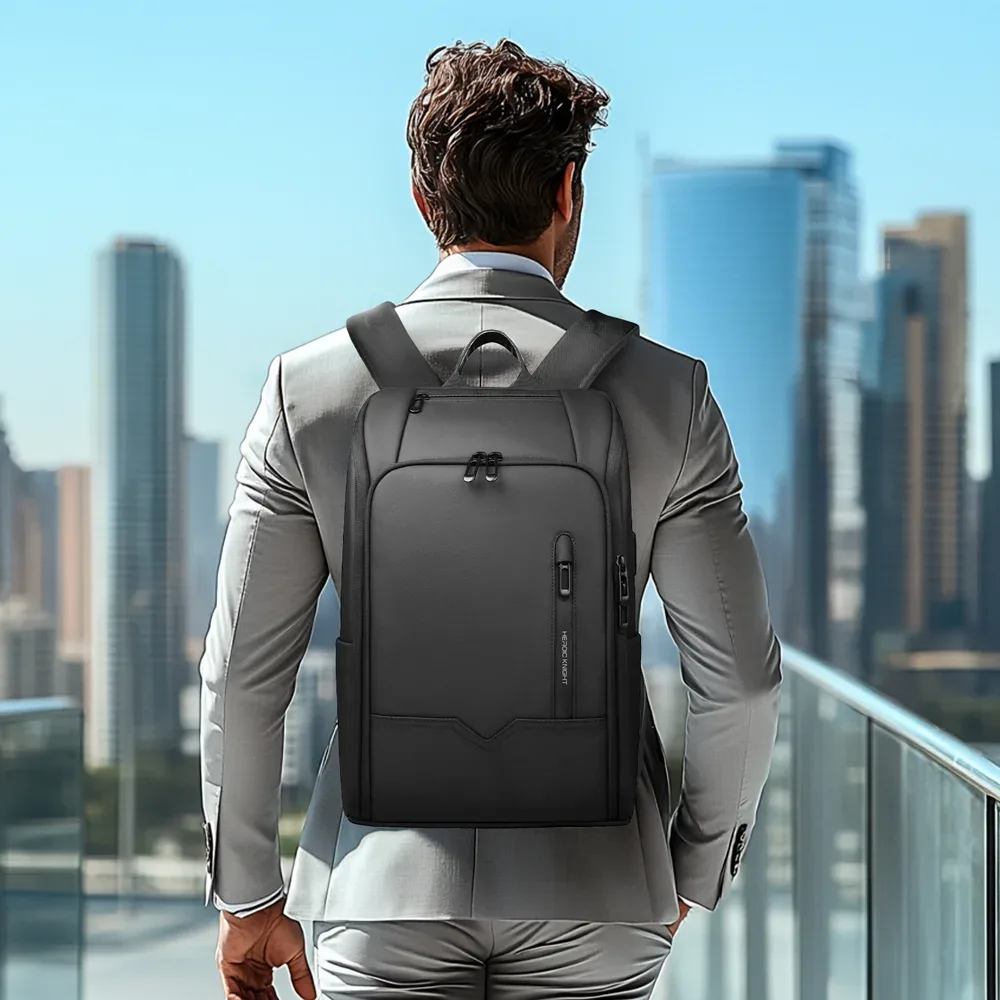 sac à dos d'affaires heroic knight pour ordinateur portable de 15,6 pouces, grand sac à dos de voyage étanche pour homme, sac à dos minimaliste pour les trajets au bureau, mochila avec usb