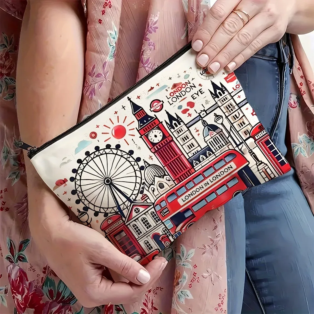 pochette polyester blanche rectangulaire zip cosmétique voyage organisation beauté travail toilette transport travail fournitures