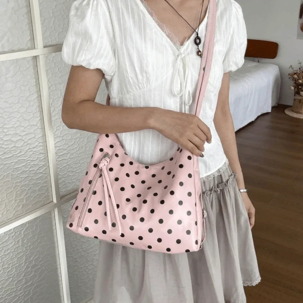 sac à bandoulière en cuir pu à pois, sac à dos léger, sac fourre-tout, sac sous le bras, sac seau grande capacité, sac à main de voyage